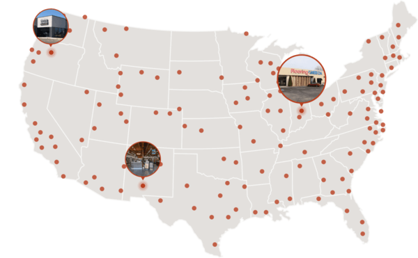 Map of the the Flooring America Locations