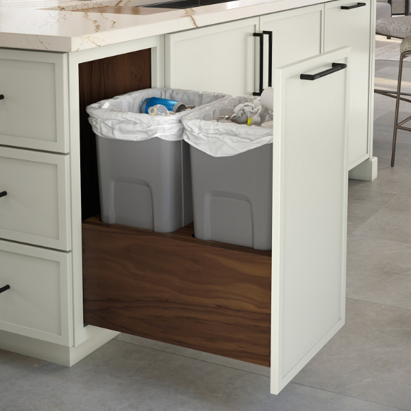 pull out trash cans in a drawer