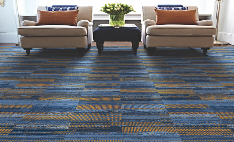 Blue Tan Carpet Tiles Ideas Basement Example